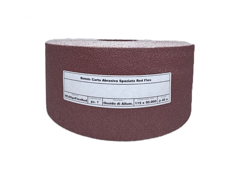 rotolo carta abrasiva spaziata flex red tipo corindone mm. 115 x 50.000 p 40 a<br />#rotolocartaabrasiva