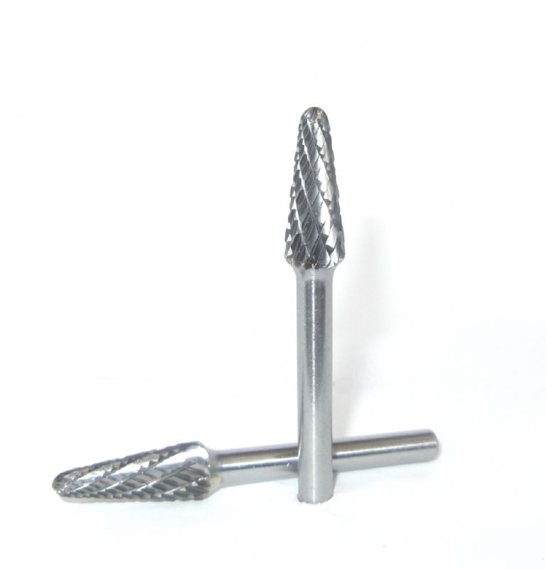 fresa metallo duro integrale testa conica punta arrotondata Ø mm. 10 x 26 x 70 perno 6  taglio E 6