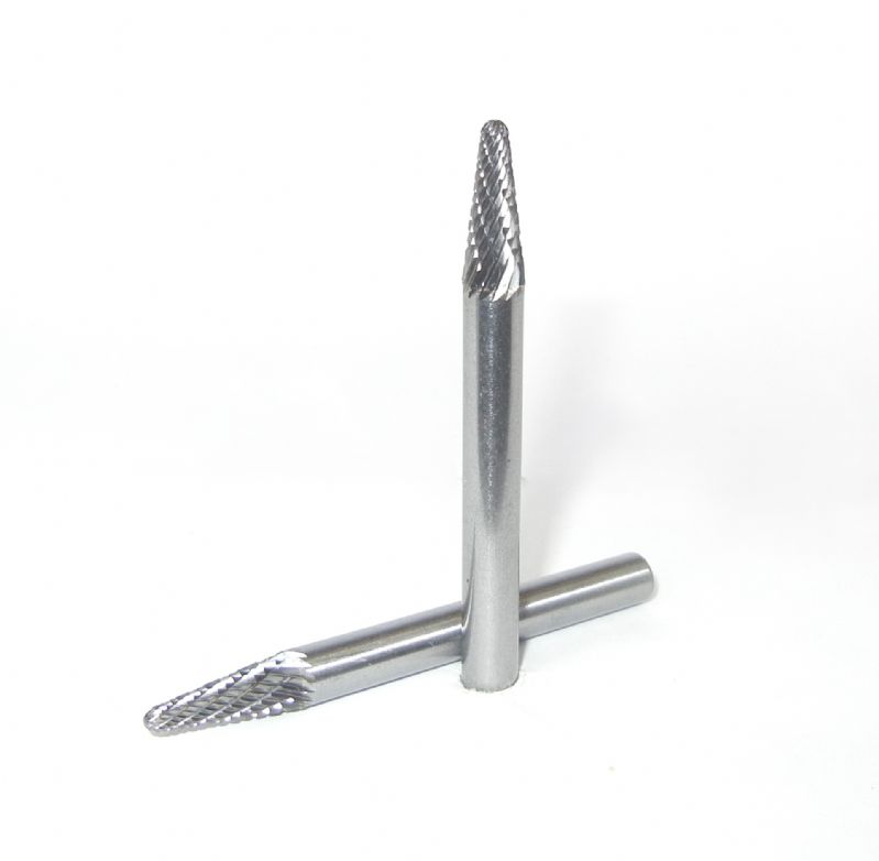 fresa metallo duro integrale testa conica punta arrotondata Ø mm. 6 x 16 x 61 perno 6  taglio E 6