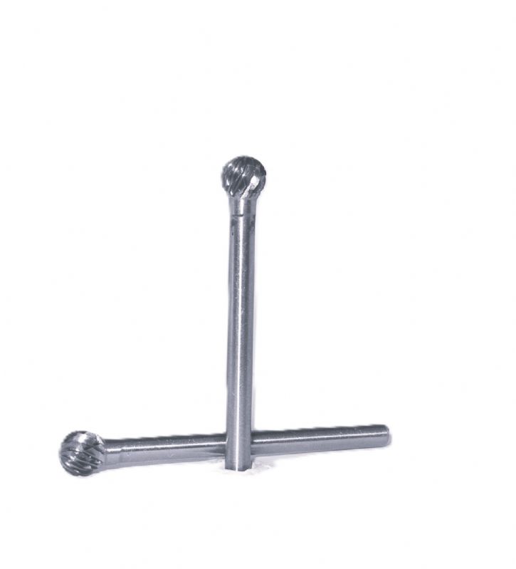 fresa metallo duro integrale testa sferica Ø mm. 5 x 4 x 38 perno 3 taglio E6
