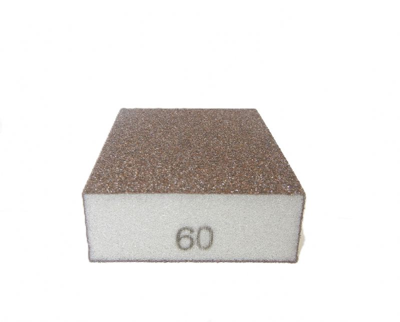 spugna abrasiva foam block mm. 98 x 69 x 26 p 60 Fine corindone. <br />#spugnaabrasiva