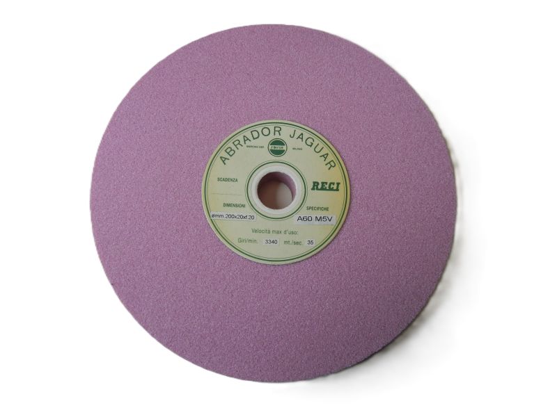 mola ceramica abrasiva a disco corindone d. mm. 200 x 20 x f. 20 - j rosa A60 M5V