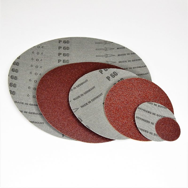 dischi abrasivi in tela resinata rossa robusta tranciati d. mm. 300 p 24 a tipo corindone