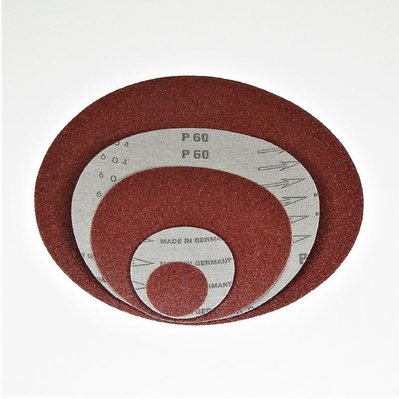 dischi abrasivi in tela resinata rossa robusta tranciati d. mm. 500 p 150 a tipo corindone