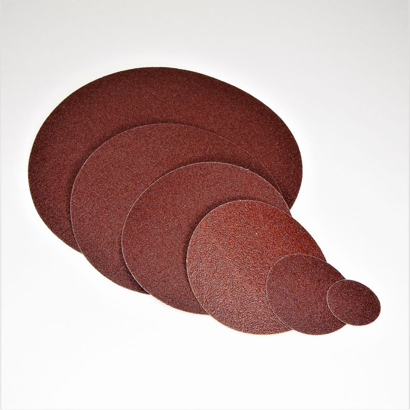 dischi abrasivi in tela resinata rossa robusta tranciati d. mm. 600 p 150 a tipo corindone