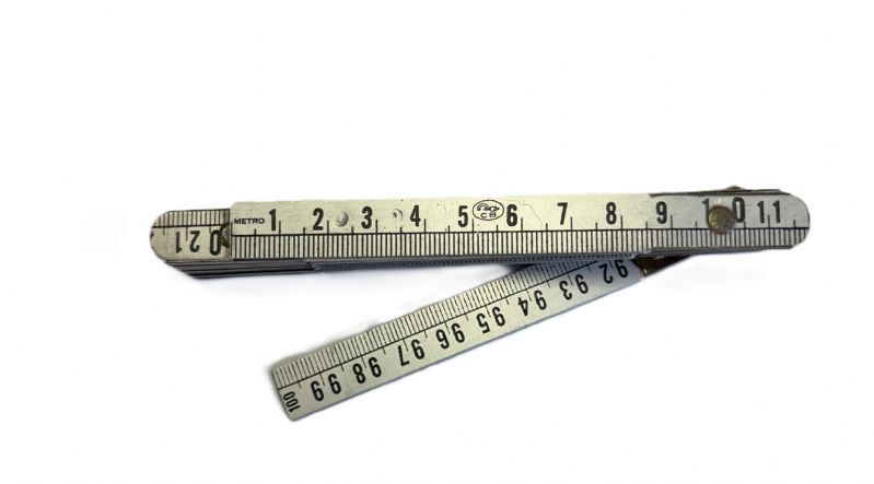metro/doppimetro in alluminio di 1 metro con 10 stecche e molle in ottone